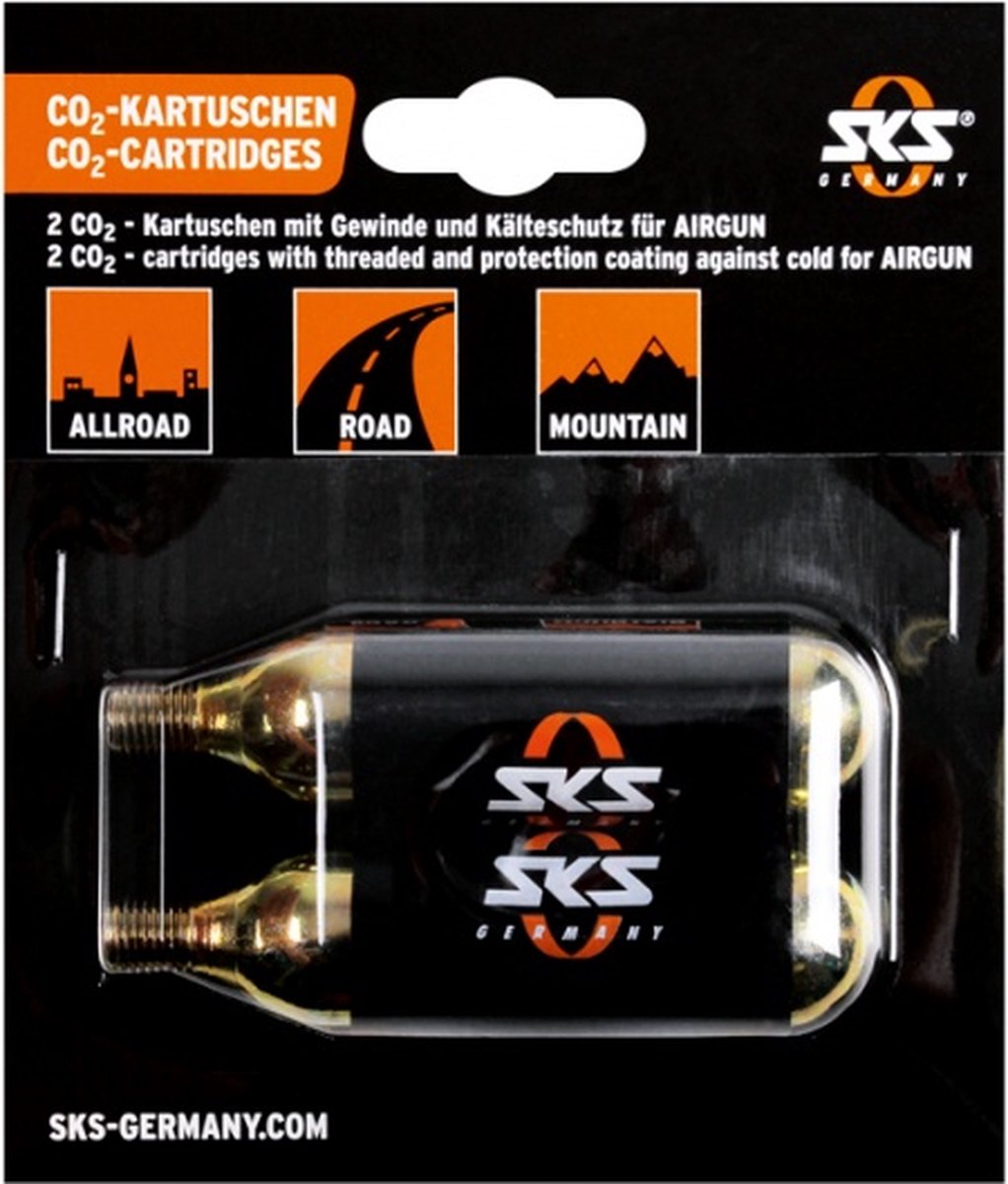 SKS Co2-Patronen voor SKS fietspomp - 16 Gram - Met Schroefdraad - 2 Stuks