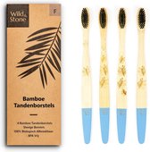 Wild & Stone – Bamboe Tandenborstel Hard – 4 Stuks – Volwassenen - Eco – Duurzaam - Blauw