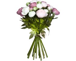 Mica Decorations Ranonkels Kunstbloemen Boeket - H35 x Ø26 cm - Roze