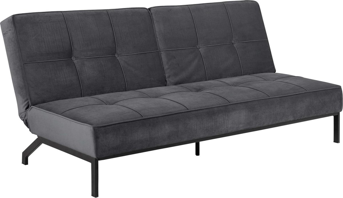 Scandic House Slaapbank Elzen - Velvet - Grijs - 198 x 87 x 95 cm (BxHxD)