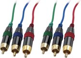 DELTACO MM-70 Component Video Kabel, 2x 3 RCA, 2 meter, Verguld, zwart