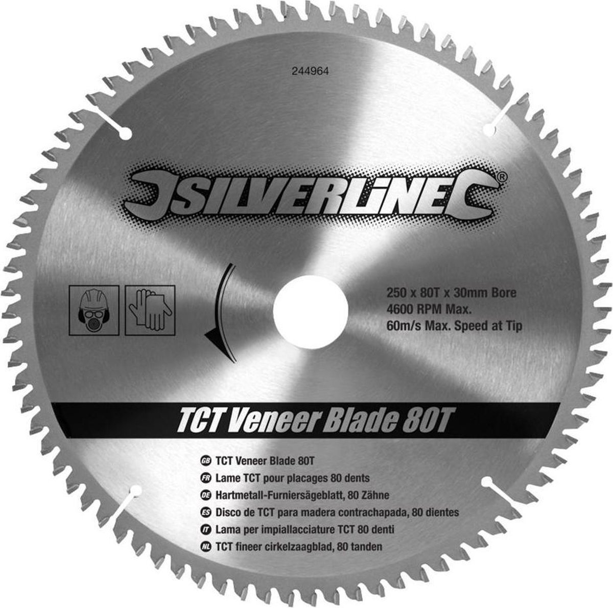 Silicium manager zand Silverline 244964 TCT fineer cirkelzaagblad - 250 x 30 x 80T - MDF /  Hardhout | bol.com