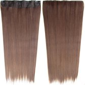 Clip in hair extensions 1 baan straight bruin / rood - M4/30