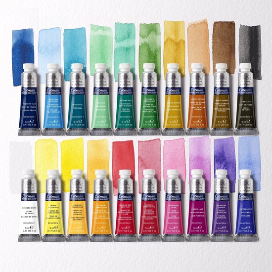 Winsor & Newton 0390665 Cotman Aquarelverf Set – Beginners Set 20 x 5 ml – Essentiële Waterverfkleuren met Hoge Kwaliteit Pigmenten