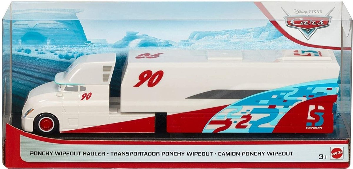 Disney Cars racing truck team Ponchy Wipeout vervoerder - vrachtwagen 25 cm