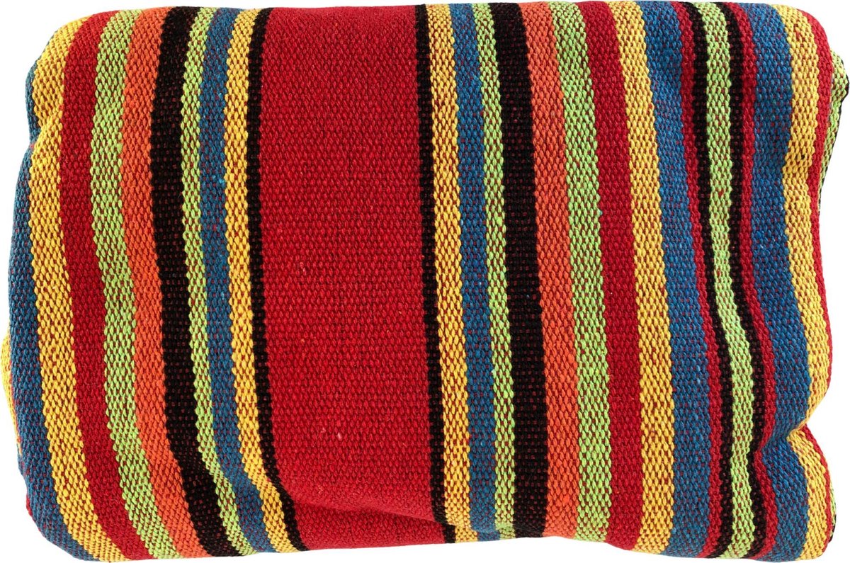 Hangmat 200x100cm streep klein rood/geel/groen/paars - relaxen - hangen - chillen - cadeau