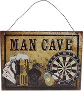 Wandbord Decoratie - Mancave - Dartbord Bier - Metaal - 20x15cm