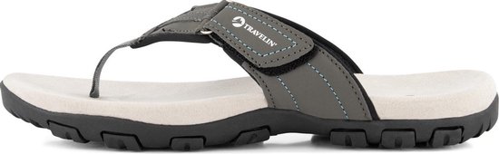 Travelin Fyrde Teenslipper Heren - Leren Outdoor- Sport- en Wandelsandalen met Profielzool - Maat 44 - Travelin