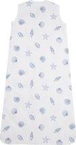 Meyco baby zomerslaapzak shells - denim - 90 cm - slaapzak - babyslaapzak - slapen - bedtijd - zomer - baby - shells - schelpen - schelpjes print - denim - blauw - donkerblauw - blue