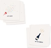 FEESTKAARTEN - Set 10 gevouwen luxe wenskaarten inclusief envelop - ansichtkaarten - feest - verjaardag - geslaagd - 2 verschillende designs