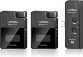 Comica BoomX-D UC2 draadloze microfoon-set — 2 zenders en USB-C-ontvanger — Geschikt voor o.a. Telefoons/Smartphones/Samsung Galaxy S23 / S22, iPhone 15, Pixel 8 — Bereik tot 50m — Zwart