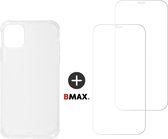 BMAX Telefoonhoesje voor iPhone 11 - TPU softcase hoesje transparant - Met 2 screenprotectors