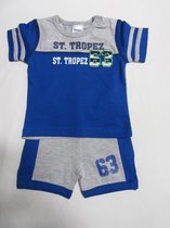 dirkje , kledingset , tshirt + short , st tropez , blauw , 3 maand 62