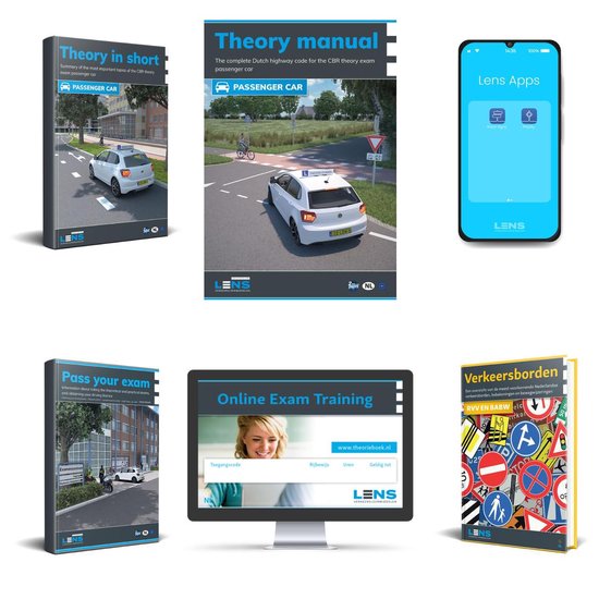 Driving License Theory Book Car English Complete Package - Theorieboek Engels Auto - License B Theory Learning Manual - Lens Media