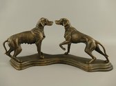 Metalen beeld - Twee honden - Bruin - 21 cm hoog