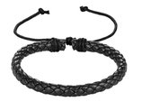 Akyol - Armband Heren zwart - gevlochten armband mannen leer zwart - Verstelbaar 19.50 cm - 23.50 cm