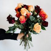 Verse Bloemen - Luxe Gemengde Rozen - Rood/Oranje Mix - 25 Stelen - 40-50 cm