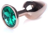 Power Escorts - Unieke Rose Goud kleurige Plug - Anaal Plug - Buttplug Green stone - Anal Plug met groene steen - ideale formaat - 7 CM en lekkere Dia 2,7 cm - met makkelijke bewaa