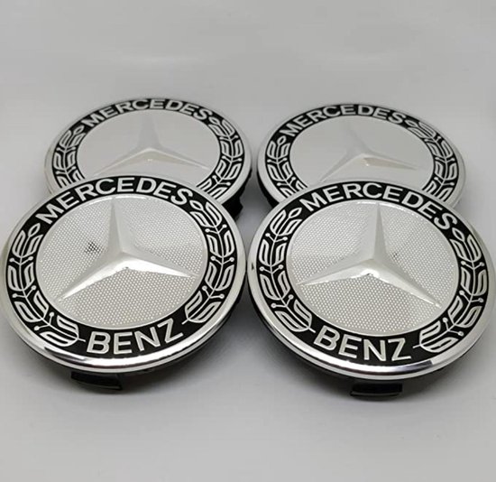 Chapeaux de moyeu Mercedes - enjoliveurs de moyeu de roue argent - couronne  noire -... | bol.com