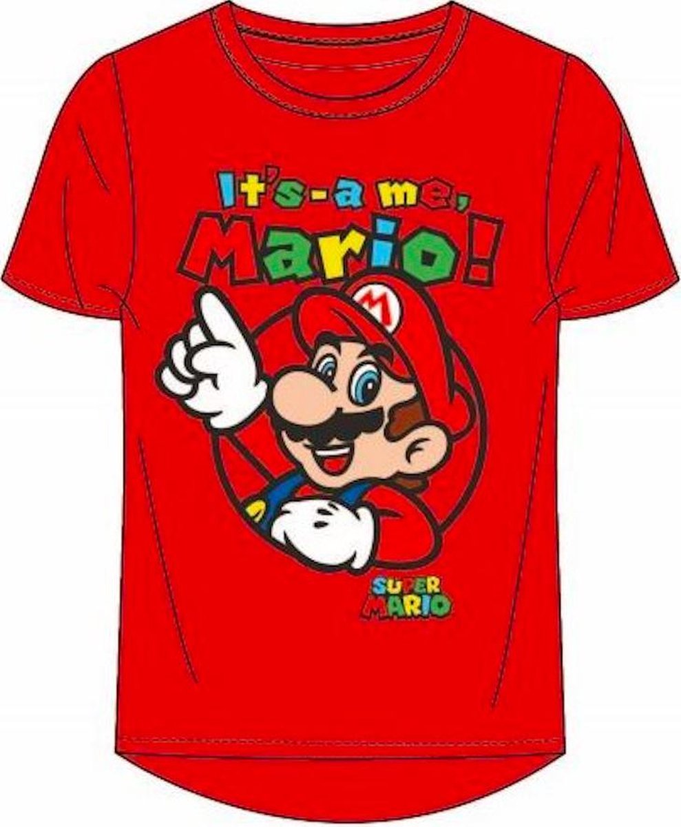 Super Mario t-shirt - rood - Maat 152 / 12 jaar