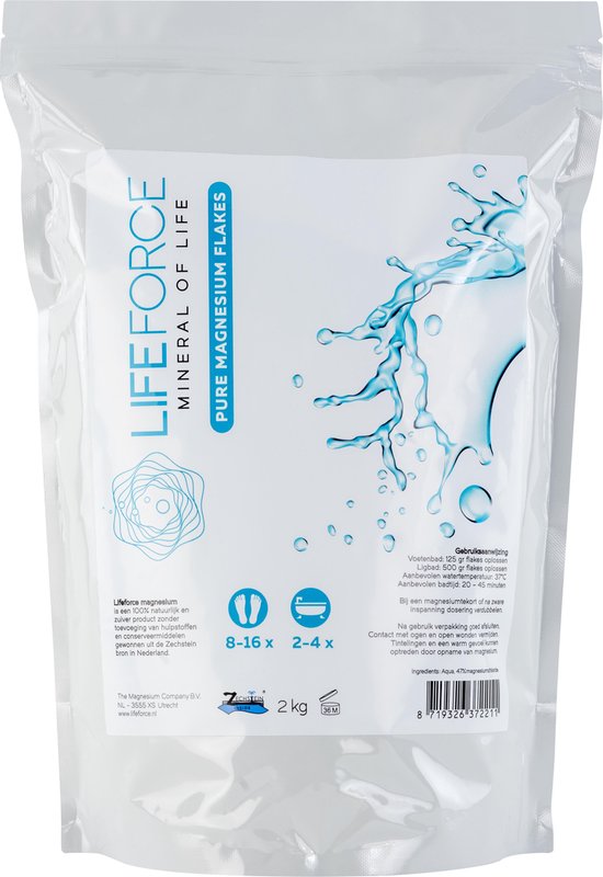 Lifeforce Magnesium Vlokken / Flakes / badzout (2 kg)