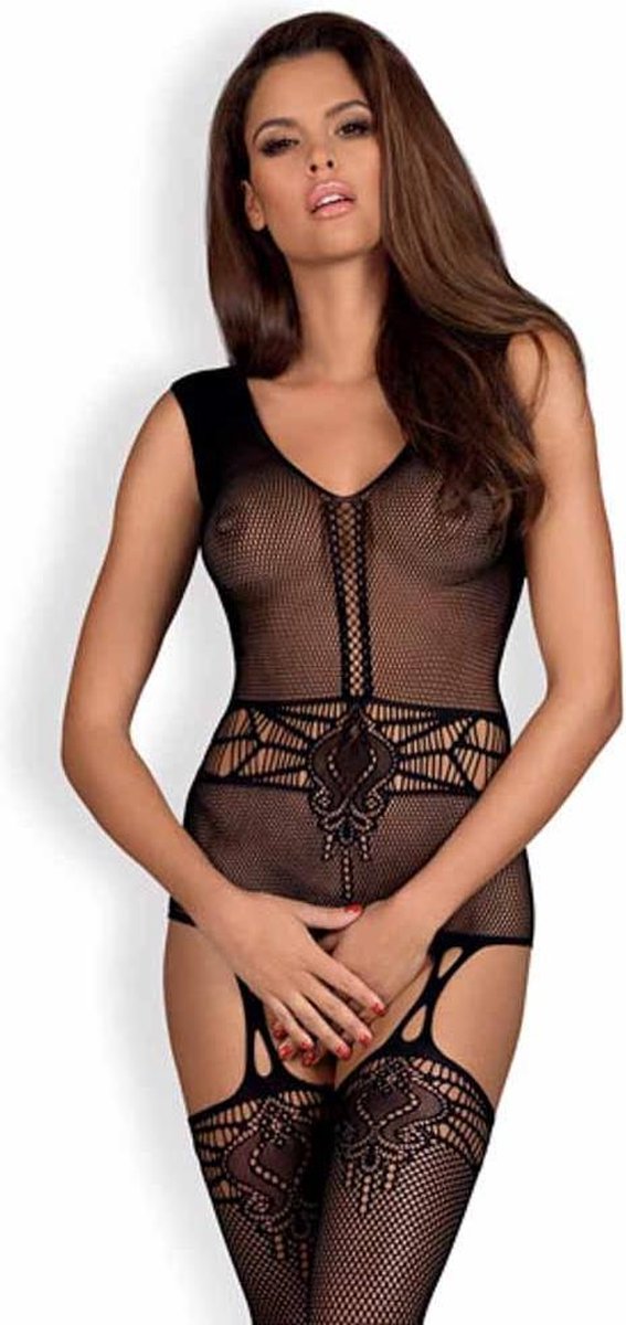 Obsessive Bodystocking met netstof - Erotische body - One Size - Zwart