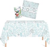Interactief Pasen - Set - Blauw - Tafelkleed - Servetten - Textiel stiften