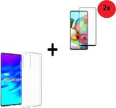 Samsung Galaxy A72 Hoesje - Samsung Galaxy A72 Screenprotector - Tempered Glass - Samsung A72 Hoesje Transparant + 2x Full Screenprotector Tempered Glass