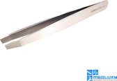 MEDLUXY Pro - Epileer Pincet - Slanted - Zilver Gepolijst - Schuine tip - 10 cm [tweezer]