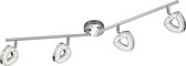 LED Plafondspot - Trinon Turon - 16W - Warm Wit 3000K - 4-lichts - Rond - Mat Chroom - Aluminium