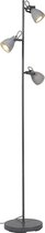 LED Vloerlamp - Trinon Conry - GU10 Fitting - 3-lichts - Rond - Mat Grijs Beton Look - Aluminium/Beton