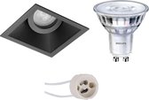 PHILIPS - LED Spot Set - SceneSwitch 827 36D - Primux Zano Pro - GU10 Fitting - Dimbaar - Inbouw Vierkant - Mat Zwart - 1.5W-5W - Warm Wit 2200K-2700K - Kantelbaar - 93mm