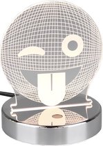 LED Tafellamp - Tafelverlichting - Trinon Smilo - 3W - Warm Wit 3000K - RGBW - Rond - Mat Chroom - Aluminium