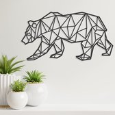 Geometrische Wanddecoratie - Beer - Dieren - Hout - Wall Art - Muurdecoratie - Woonkamer - Zwart - 89 x 47.5 cm