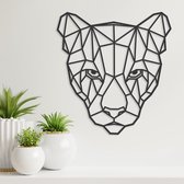 Geometrische Wanddecoratie - Puma - Dieren - Hout - Wall Art - Muurdecoratie - Woonkamer - Zwart - 31 x 29 cm