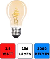 Proventa LED Filament lamp met gouden afwerking - E27 fitting - ⌀ 60 mm - Warm wit - 1 x LED Lamp
