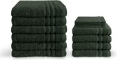 Byrklund Handdoeken set - Bath Basics - 14-delig - 6x 70x140 + 4x 30x50 + 4x 16x21 - 100% katoen - Donker Groen