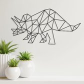 Geometrische Wanddecoratie - Dino - Triceratops - Dieren - Hout - Wall Art - Muurdecoratie - Woonkamer - Zwart - 49 x 25 cm