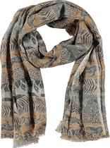 About Accessories - Lange dames sjaal met leuke dierenprint / zebra's - 100x180 CM - Khaki/Bruin