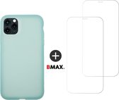 BMAX Telefoonhoesje geschikt voor iPhone 11 Pro Max - Latex softcase hoesje mintgroen - Met 2 screenprotectors