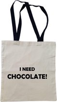 Katoenen tas - leuke tekst - moederdag - leuk voor mama - vrouwen - shopper - i need chocolate