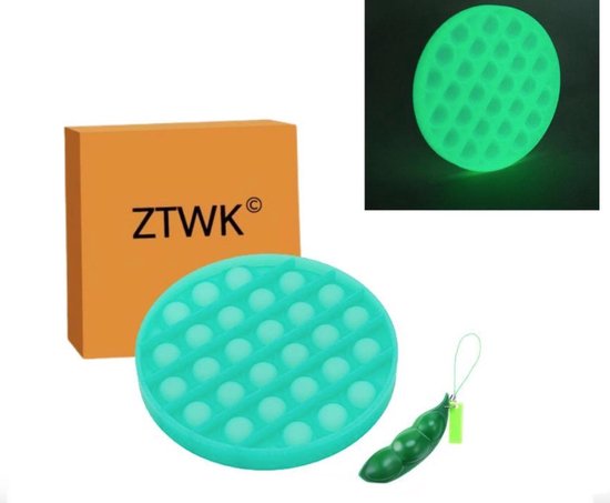 ZTWK© - Fidget toys pop it - glow in the dark groen - Fidget toys + 1 pea popper - groen