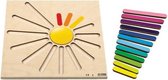 Reliëfpuzzel Regenboogstralen - houten regenboog puzzel - 15 stukjes - vormen en kleuren - voor kinderen vanaf 3 jaar
