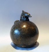 Bolletje Bronzen Mini Urn met Dolfijntje voor As Deelbewaring Grafdecoratie