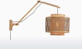 Wandlamp met Lange Arm - BHUTAN - Bamboe -Small (40x34cm)