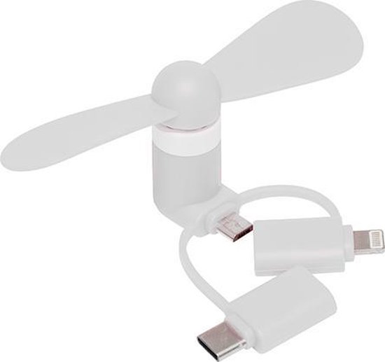 ventilator - ventilator USB -micro-usb lightning - wit - Moederdag cadeautje | bol.com