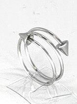 Prachtige elegant ring van edelstaal, deze ring is met dubbel draad en veerbare en aan beide eind met punt verwerkt, in maat 18