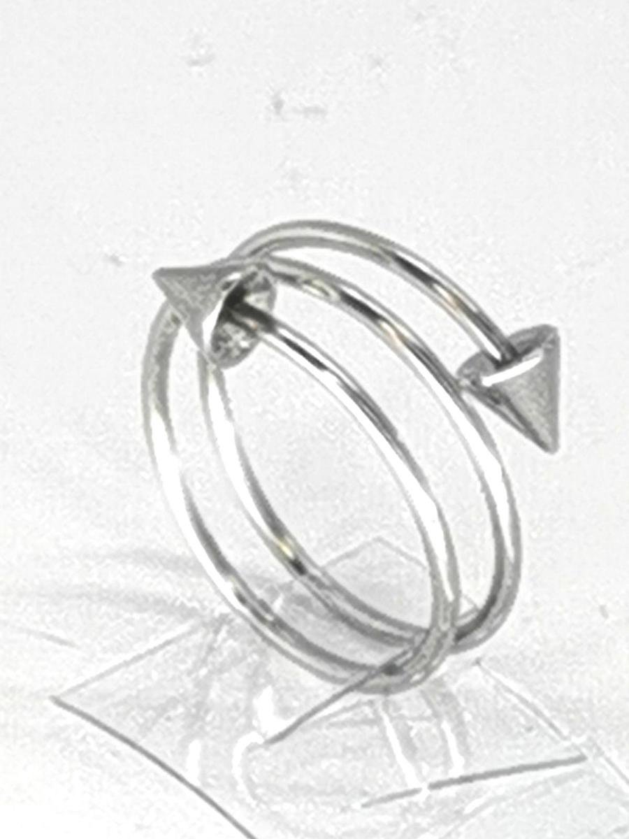 Prachtige elegant ring van edelstaal, deze ring is met dubbel draad en veerbare en aan beide eind met punt verwerkt, in maat 18