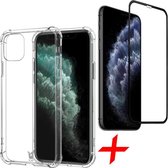 Apple iPhone 11 pro hoesje- iphone 11 pro shock case transparant - hoesje iphone 11 pro - iphone 11 pro hoesje cover hoes + iphone 11 pro screen protector glas tempered glass scree