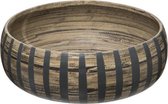 LOFT030 Gestreepte Bamboe Salade Schaal 30 cm | Zwarte strepen bruine schaal
